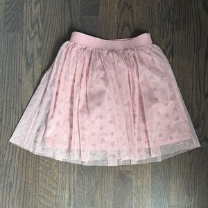 Crewcuts Pink Heart-Print Tulle Skirt, size 6-7